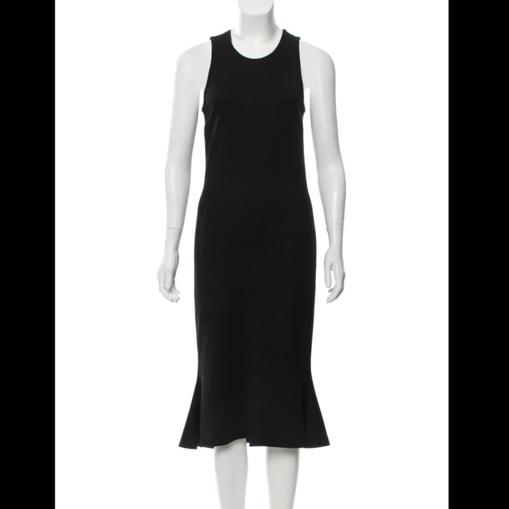 L'Agence Black Sleeveless Fishtail Ruffle Dress